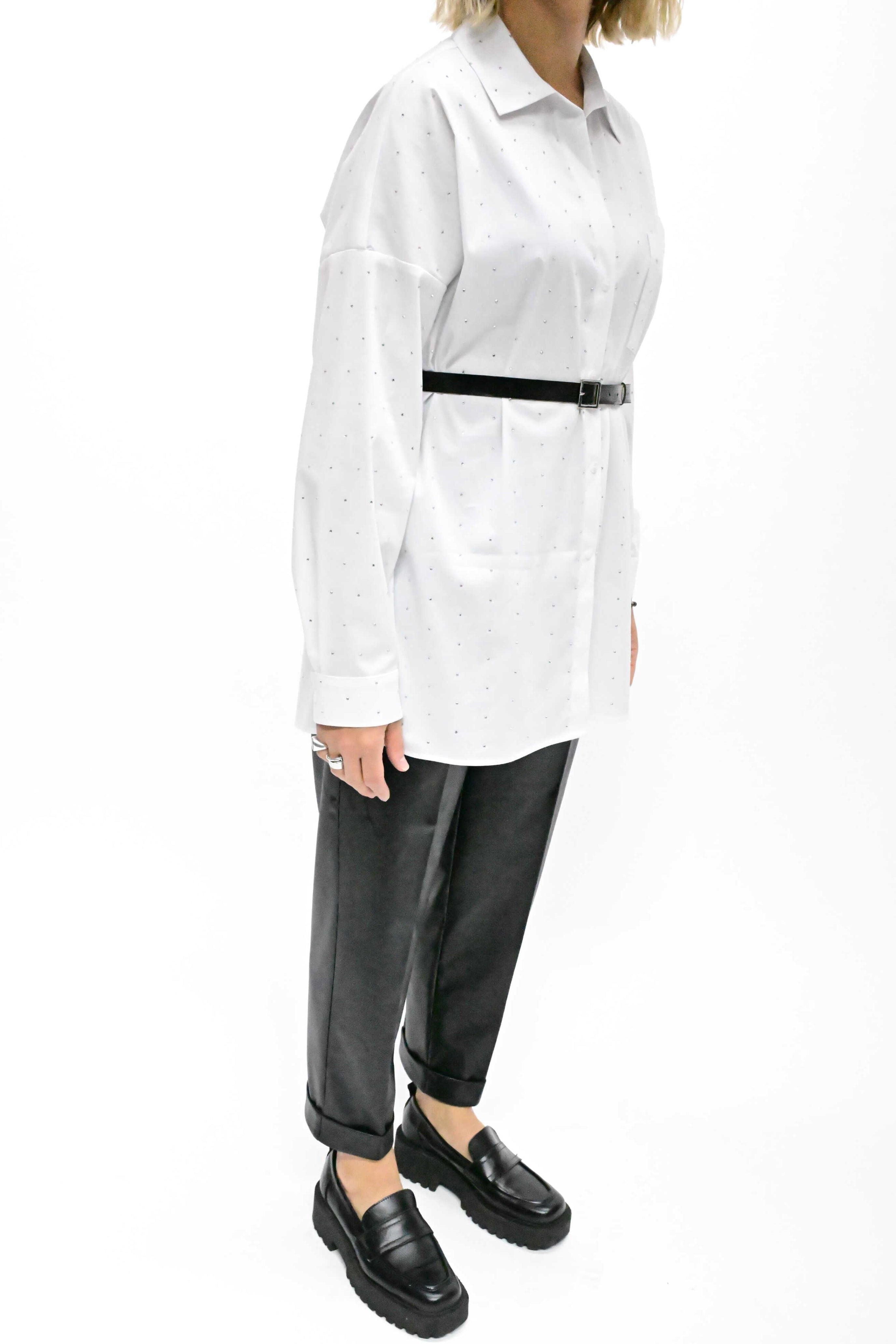 Camicia con strass oversize