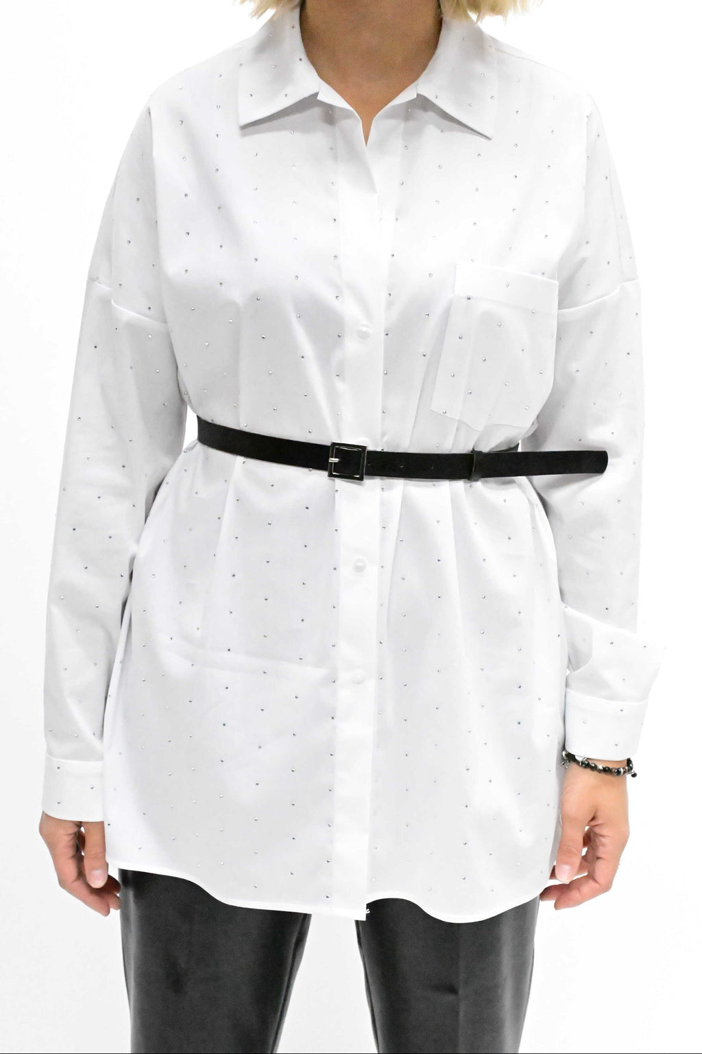 Camicia con strass oversize